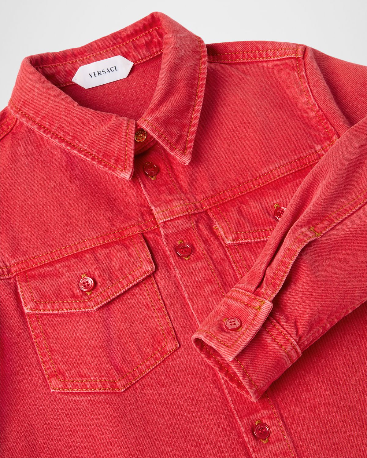 Versace Girl 's Button Denim Shirt, Size 4-14 | Thumbnail 3