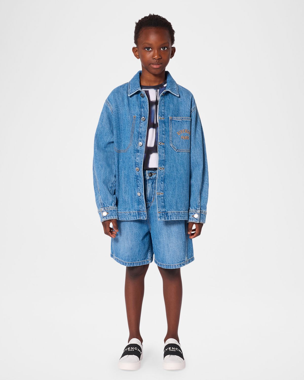 Givenchy Boy 's Logo-Embroidered Cotton Denim Overshirt, Size -14
