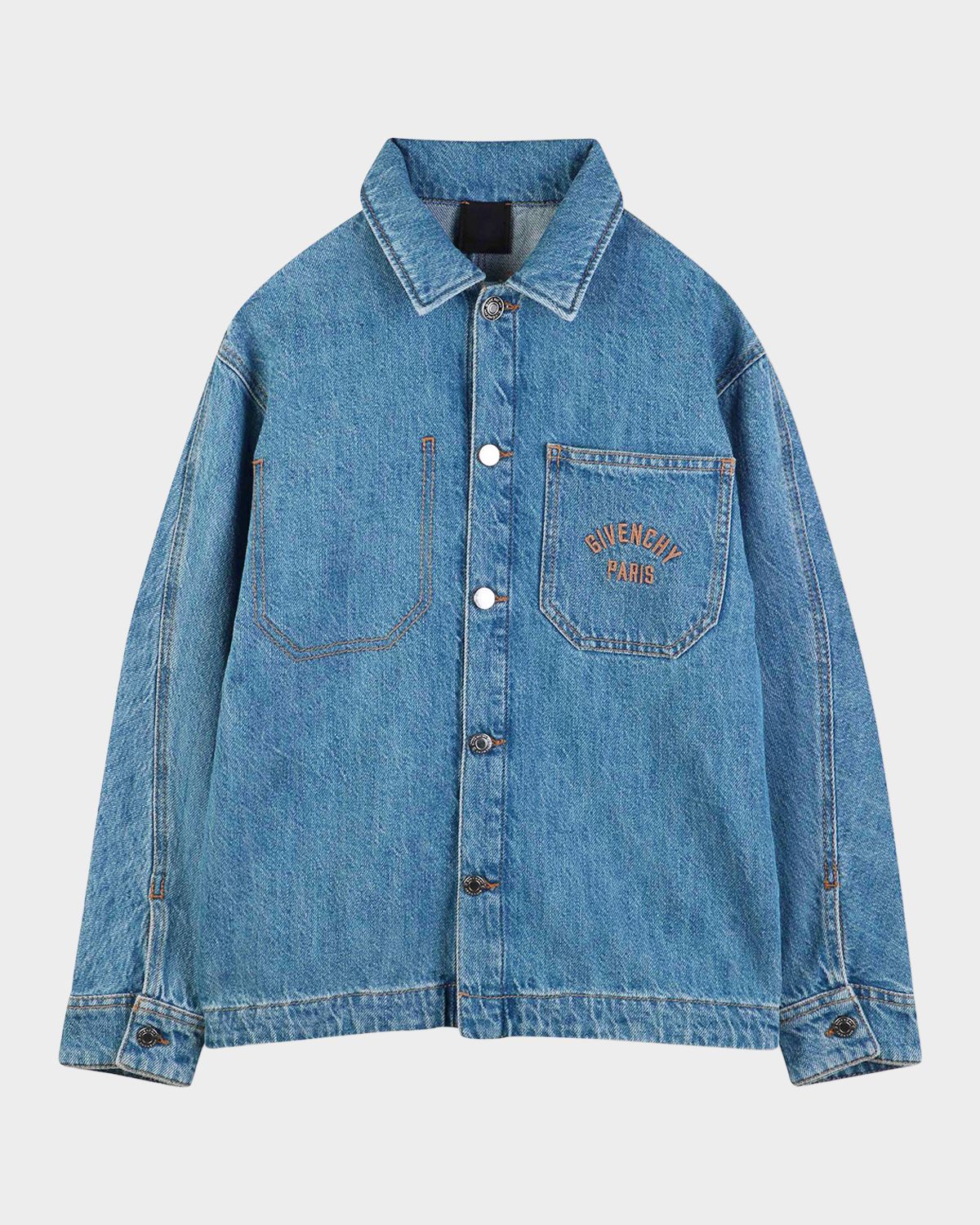 Givenchy Boy 's Logo-Embroidered Cotton Denim Overshirt, Size -14