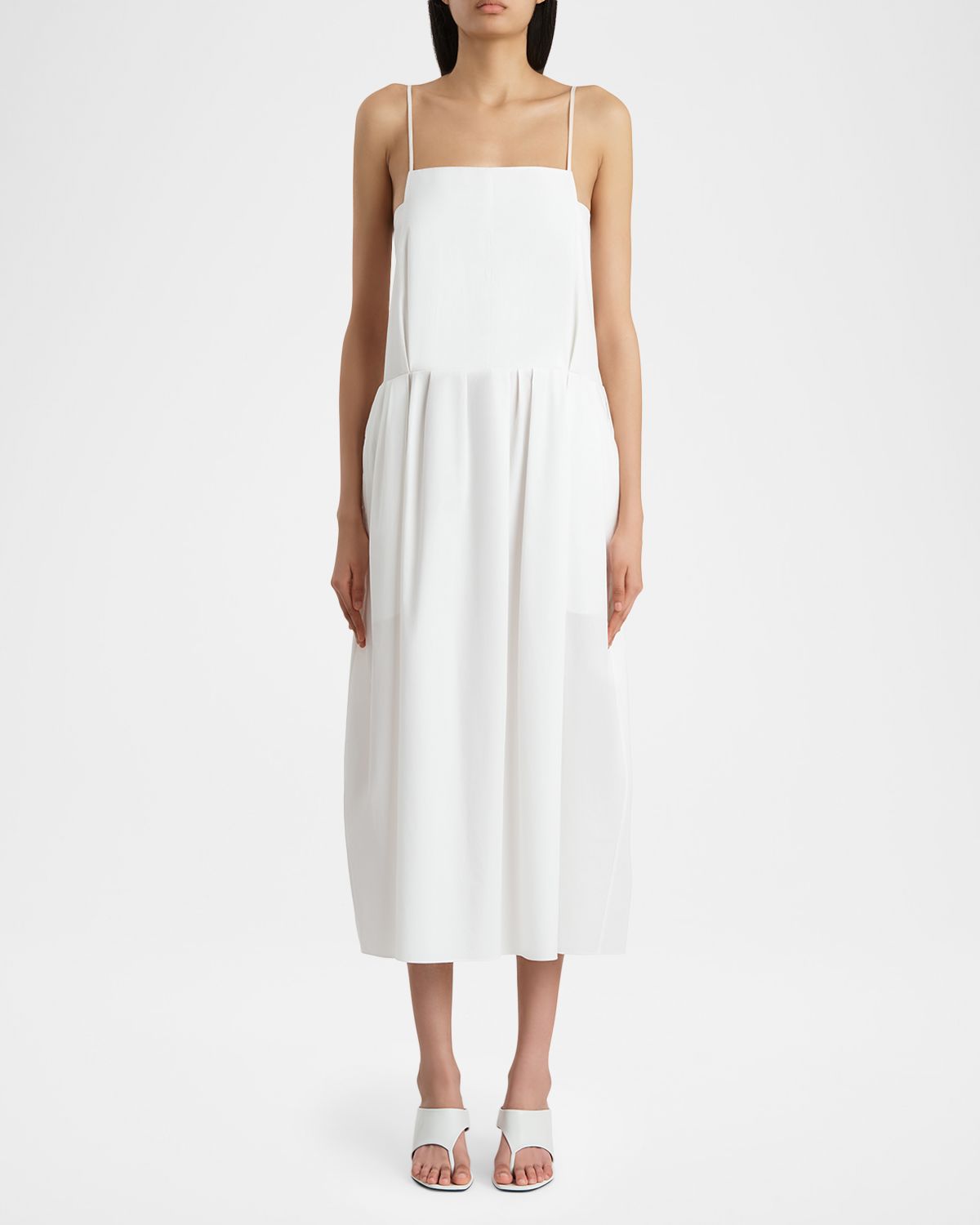 Khaite Adira Sleeveless Pleated Midi Dress - Women's Clothing