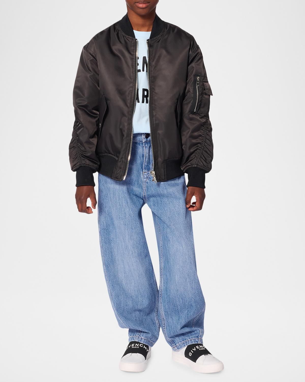 Givenchy Boy's Barrel-Leg Cotton Denim Jeans, Size 8 | Thumbnail 3 Givenchy Boy's Barrel-Leg Cotton Denim Jeans, Size 8 | Thumbnail 3