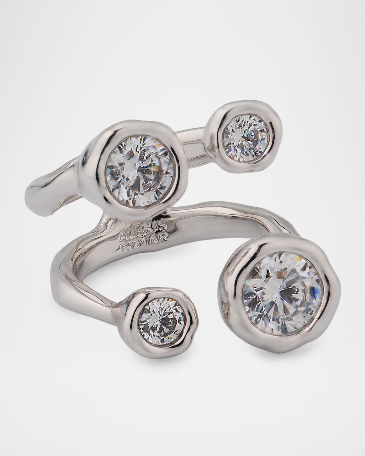 Alexis Bittar Asterales Silver CZ Open Ring, Size 8