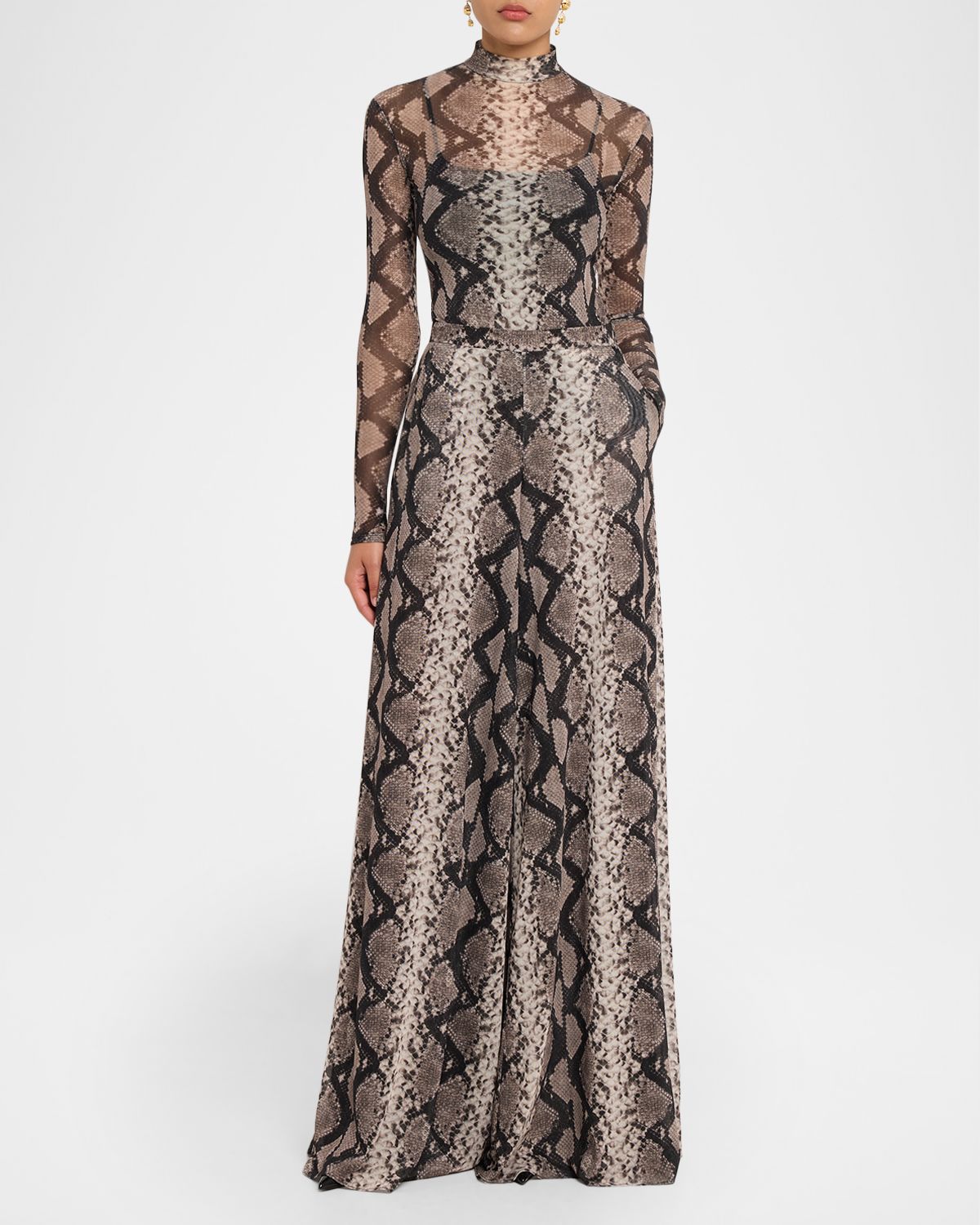 LAPOINTE Snakeskin-Print Mesh Wide-Leg Pants | Thumbnail 5 LAPOINTE Snakeskin-Print Mesh Wide-Leg Pants | Thumbnail 5