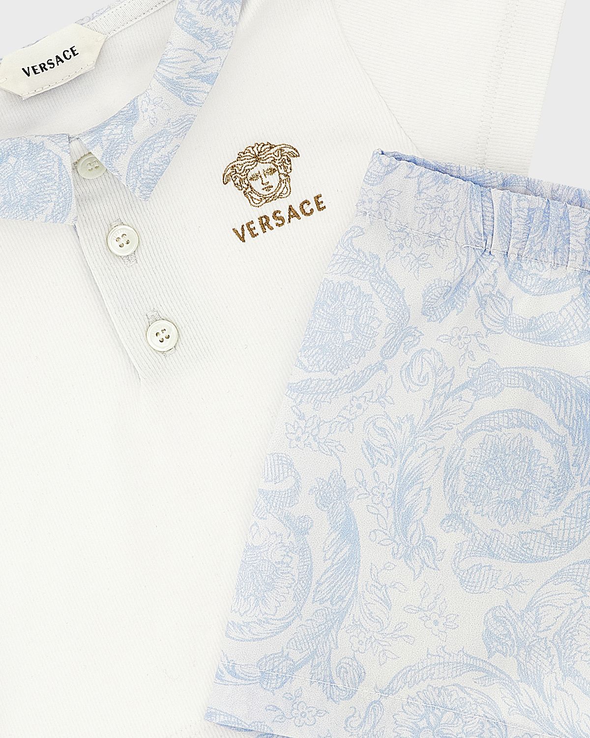 Versace Boy 's Barocco Polo Shirt & Shorts Set, Size 6M-18M | Thumbnail 3