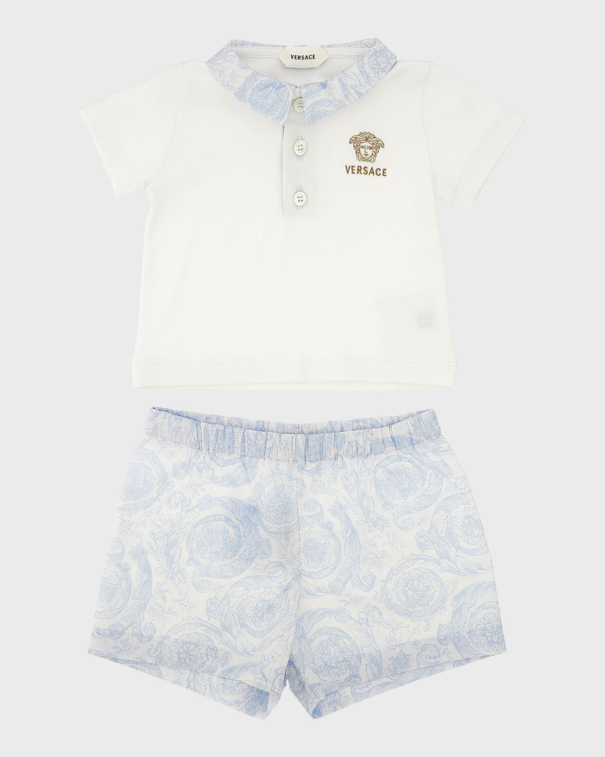 Versace Boy 's Barocco Polo Shirt & Shorts Set, Size 6M-18M