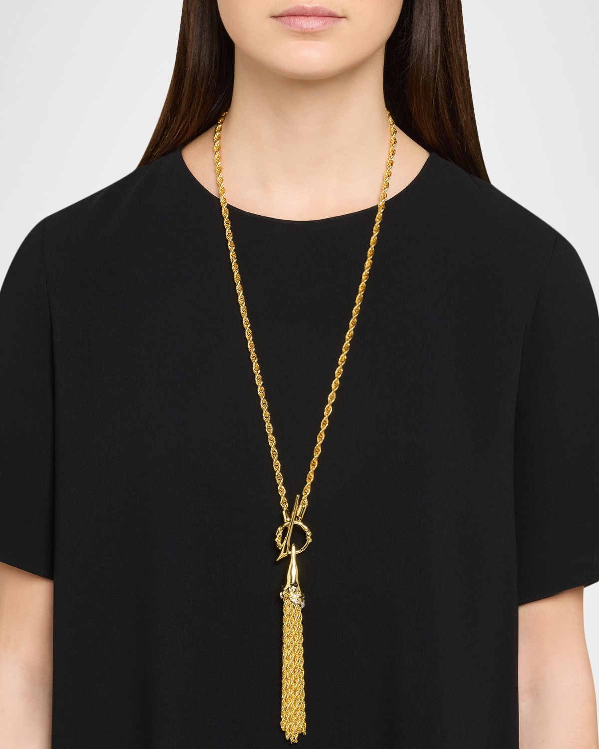 Alexis Bittar Brut Gold Long Tassel Necklace