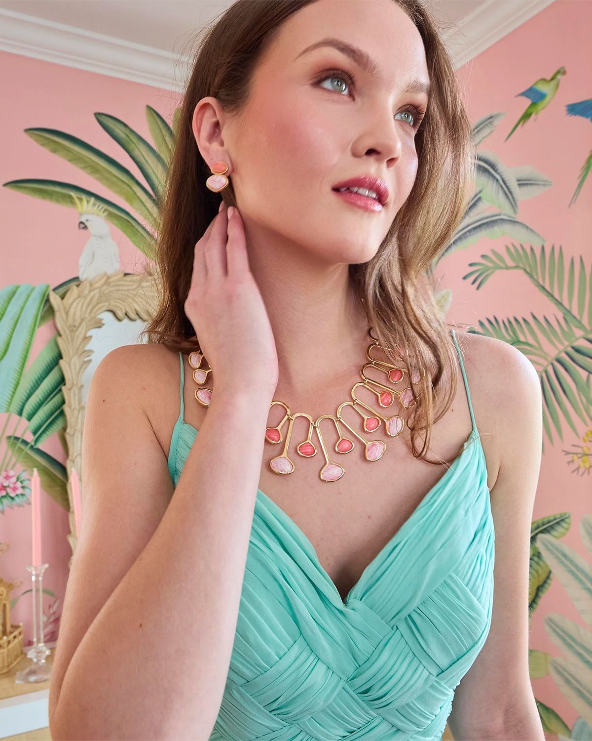 Lele Sadoughi Coral Flamingo Duo Drop Earrings