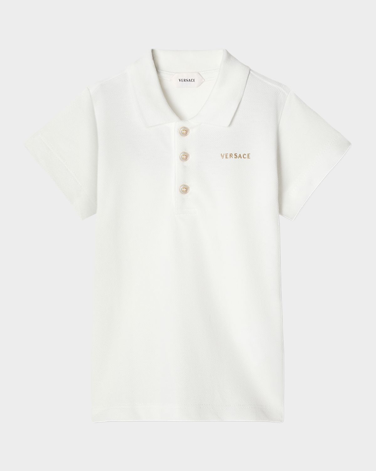 Versace Boy 's Embroidered-Logo Cotton Pique Polo Shirt, Size 12M-3