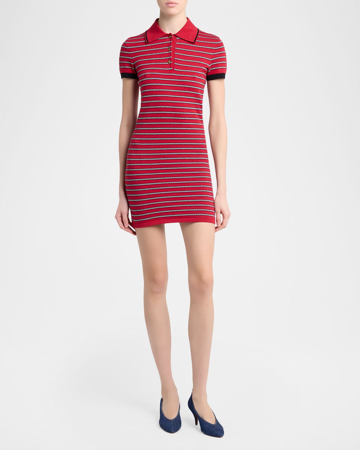 Versace Stripe Knit Mini Polo Dress | Thumbnail 5 Versace Stripe Knit Mini Polo Dress | Thumbnail 5