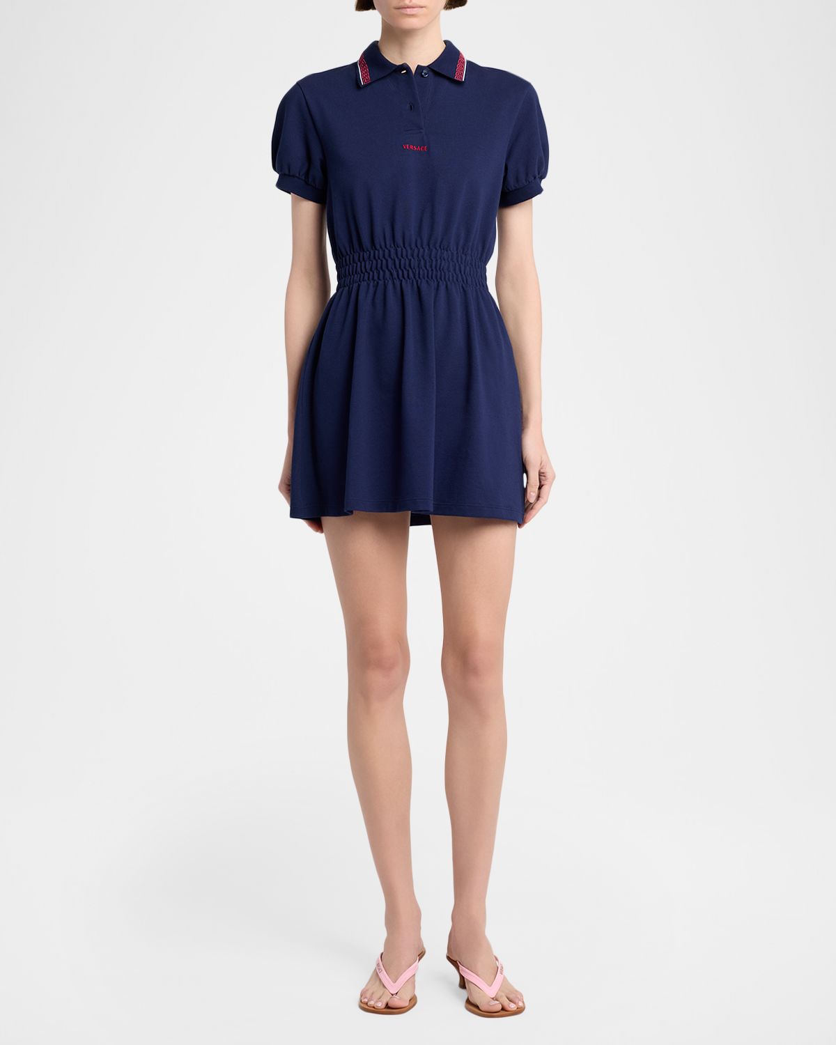 Versace Embroidered Knit Mini Polo Dress | Thumbnail 5 Versace Embroidered Knit Mini Polo Dress | Thumbnail 5