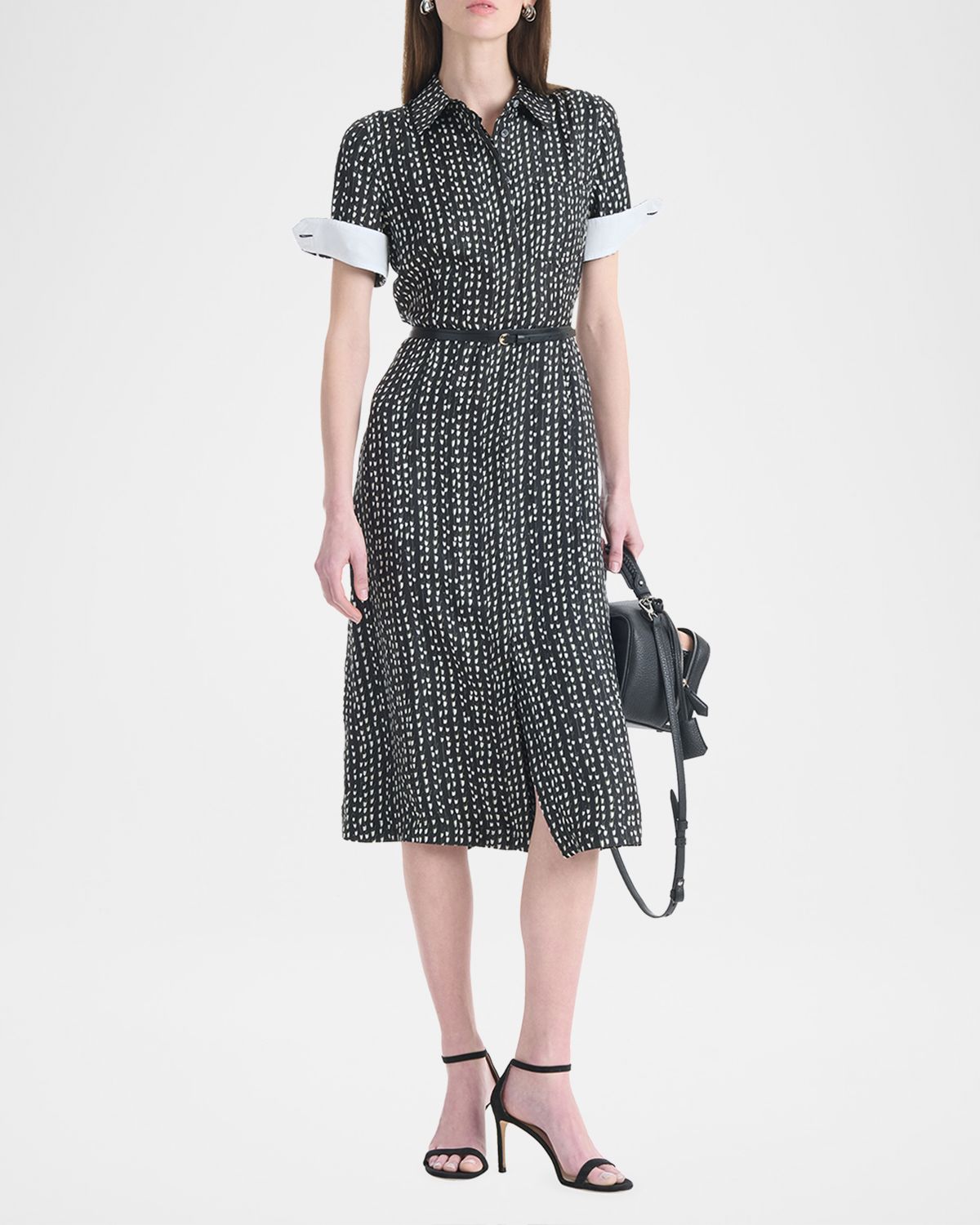 Altuzarra Kieran Abstract-Print Short-Sleeve Midi Shirtdress With Belt | Thumbnail 6