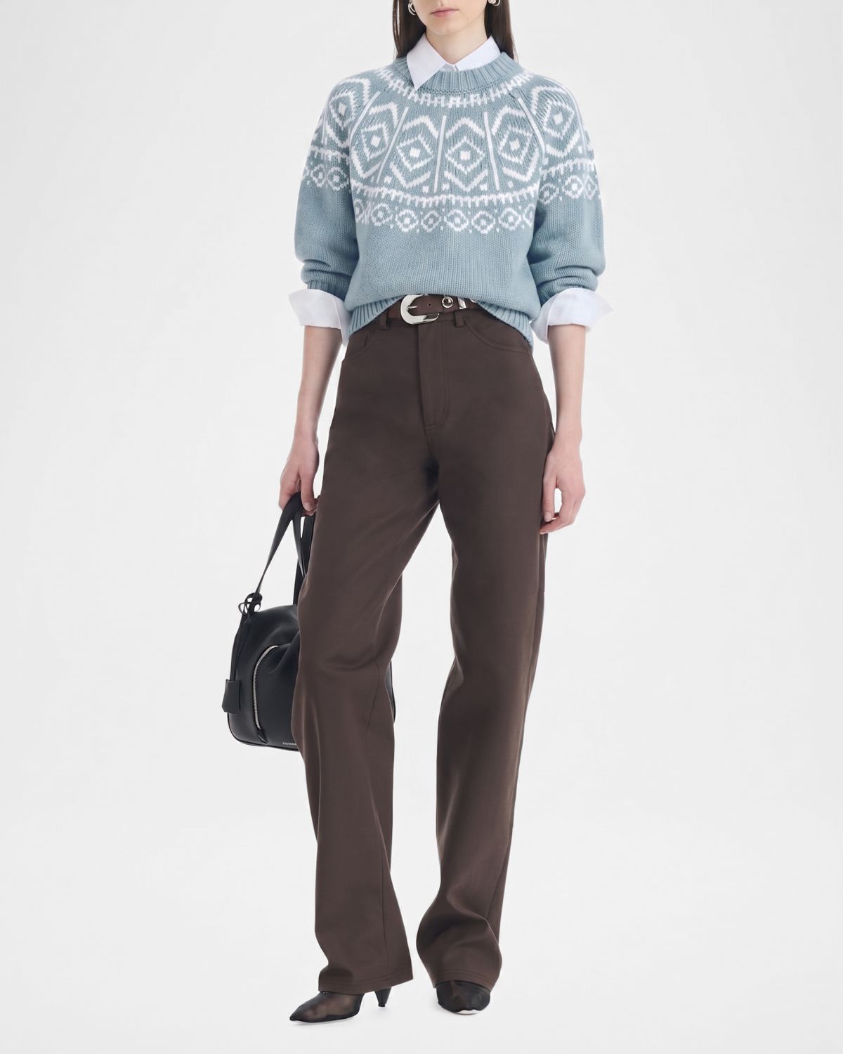 Altuzarra Howard Fair Isle Short Puff-Sleeve Sweater | Thumbnail 3 Altuzarra Howard Fair Isle Short Puff-Sleeve Sweater | Thumbnail 3