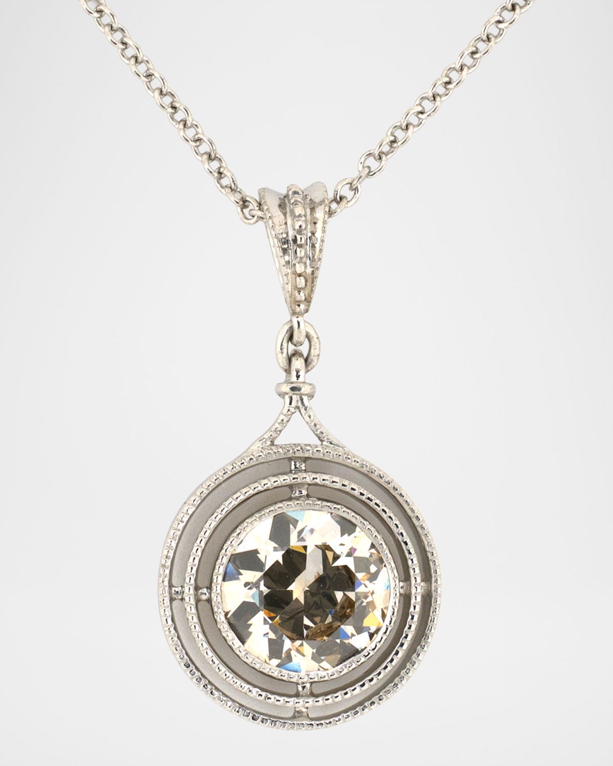 NM Estate Estate Platinum Diamond Tiered Merry Window Pendant Necklace