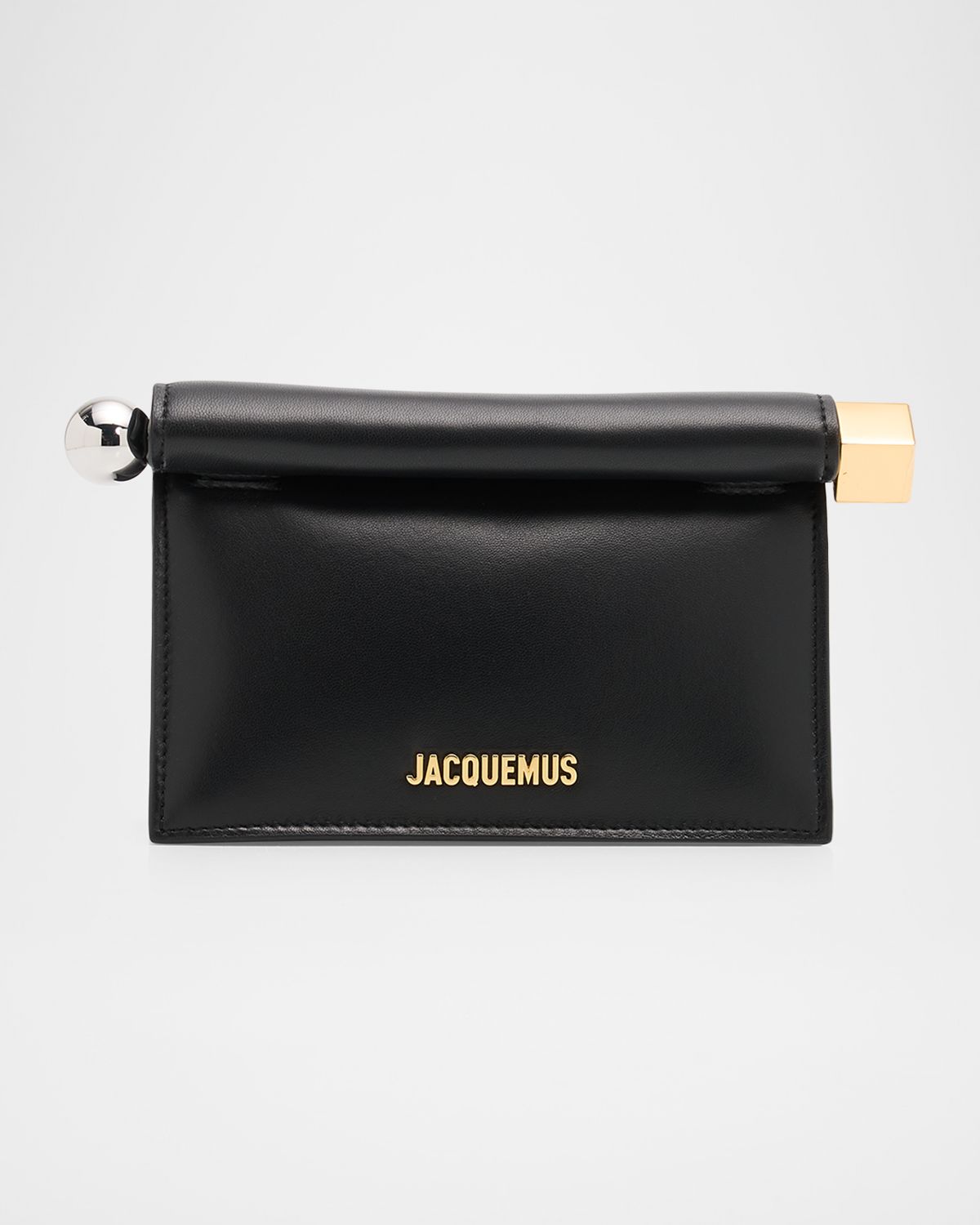 Jacquemus Rolled-Top Rond Carre Leather Clutch Bag