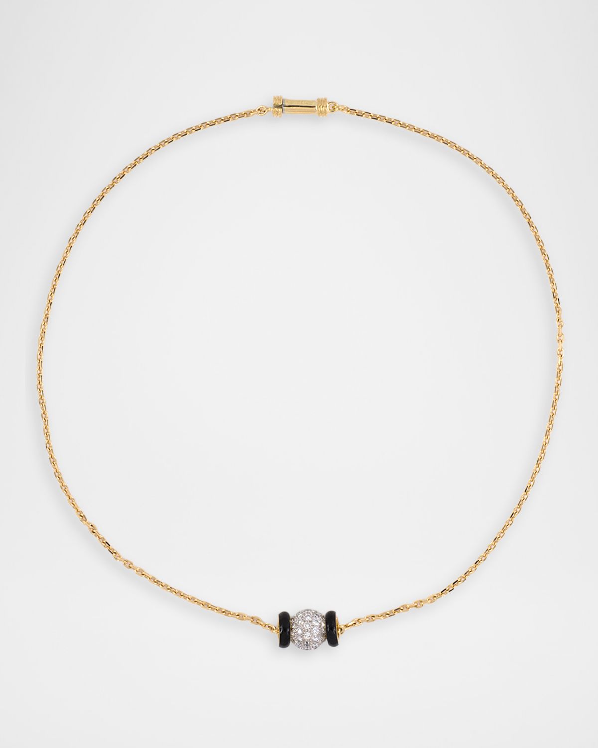 NM Estate Estate Webb 18K Yellow Gold and Platinum Diamond Ball Pendant Necklace