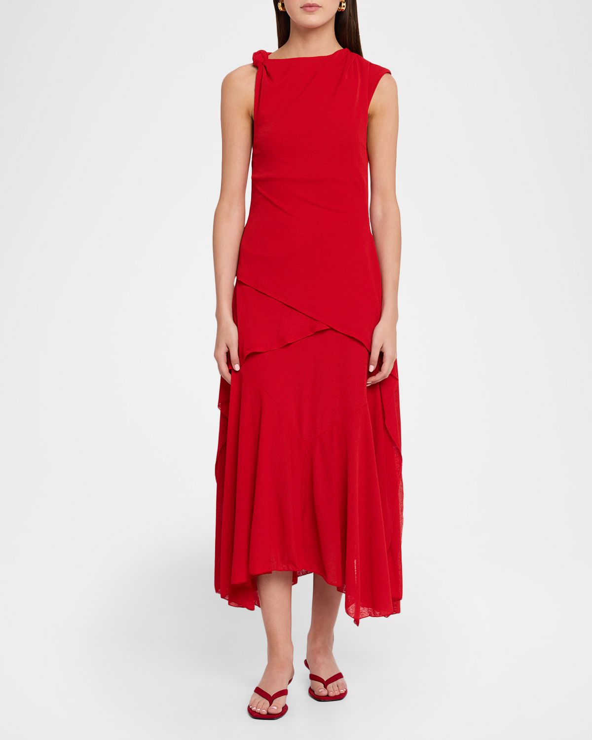 Ganni Draped Marl Mesh Midi Dress