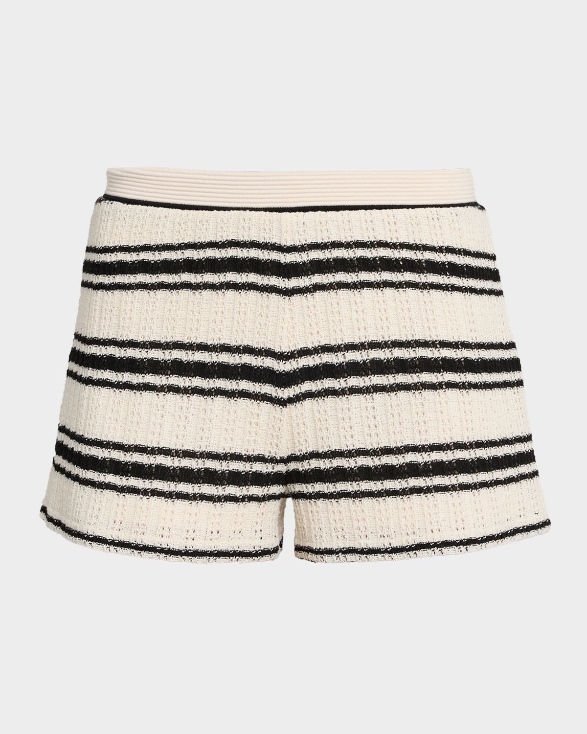Ramy Brook Olympia Striped Crochet Shorts