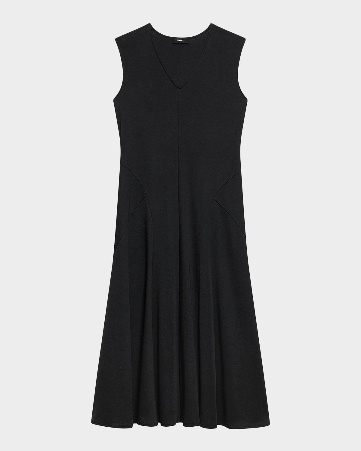 Theory Easy Sleeveless Cotton V-Neck Midi Dress