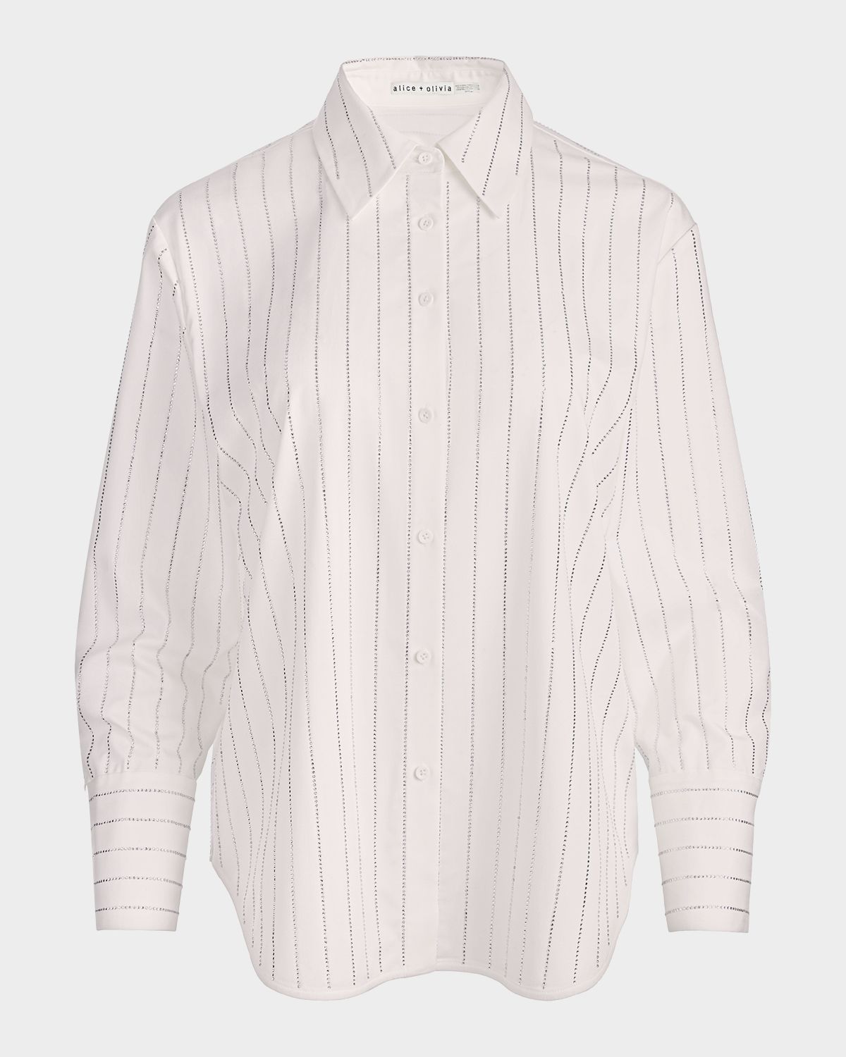 ALICE + OLIVIA Finely Embellished Striped Oversized Blouse