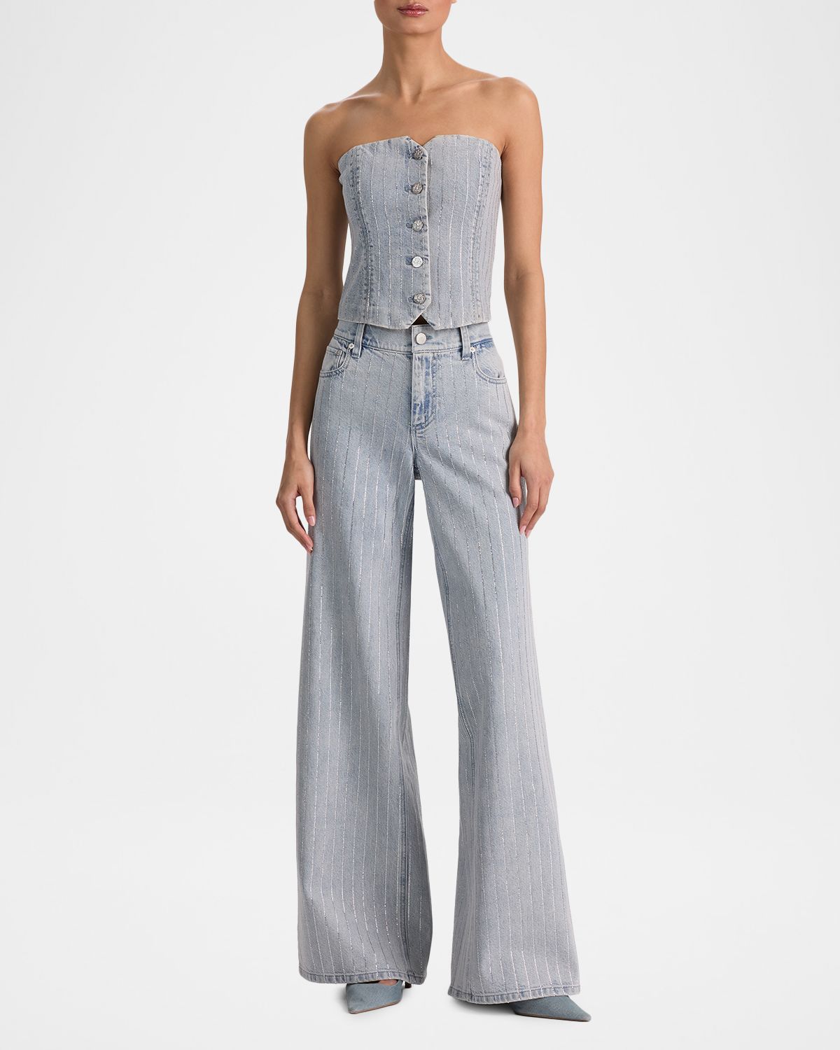 ALICE + OLIVIA Kelcey Denim Strapless Top