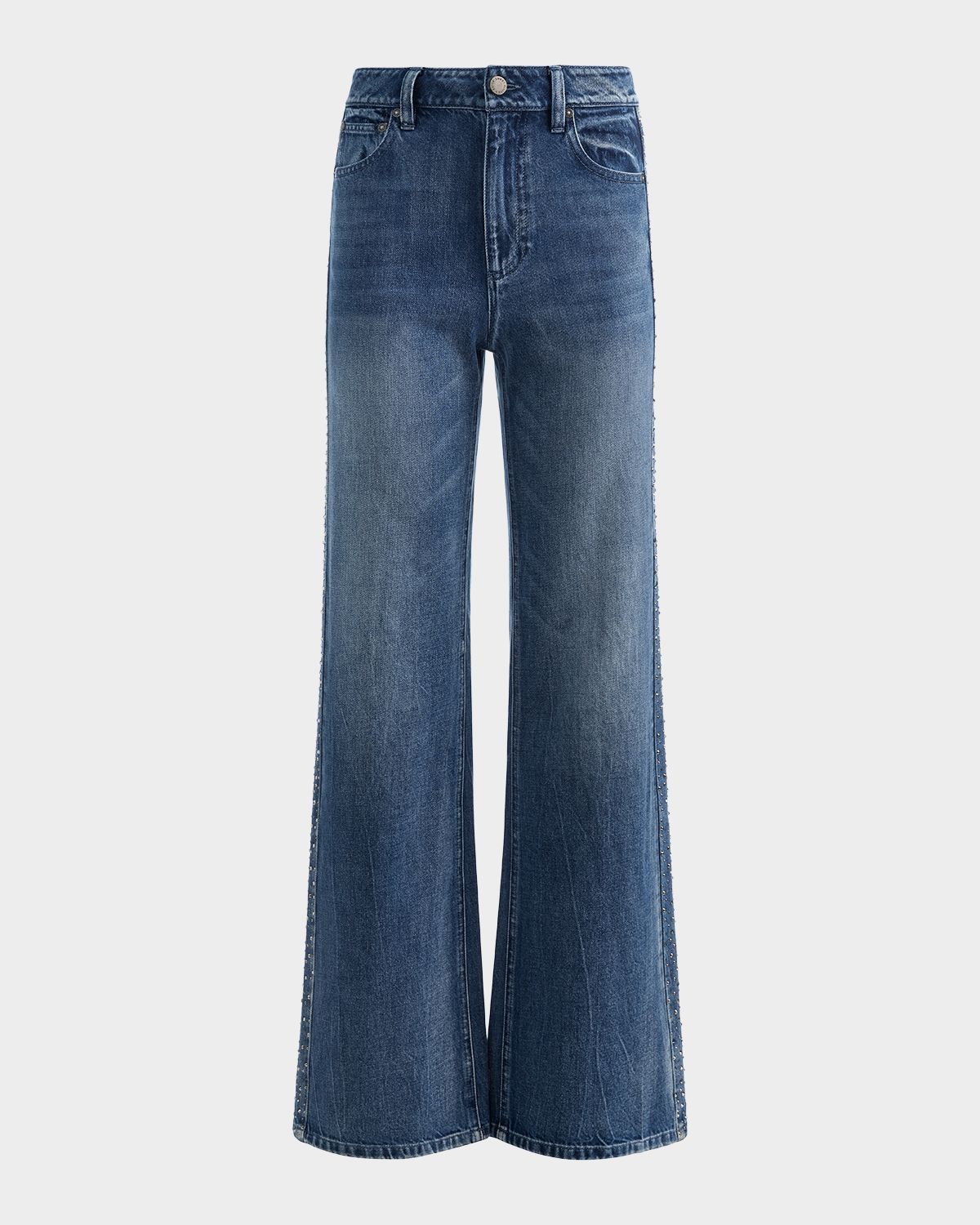 ALICE + OLIVIA Chic Embellished Wide-Leg Jeans