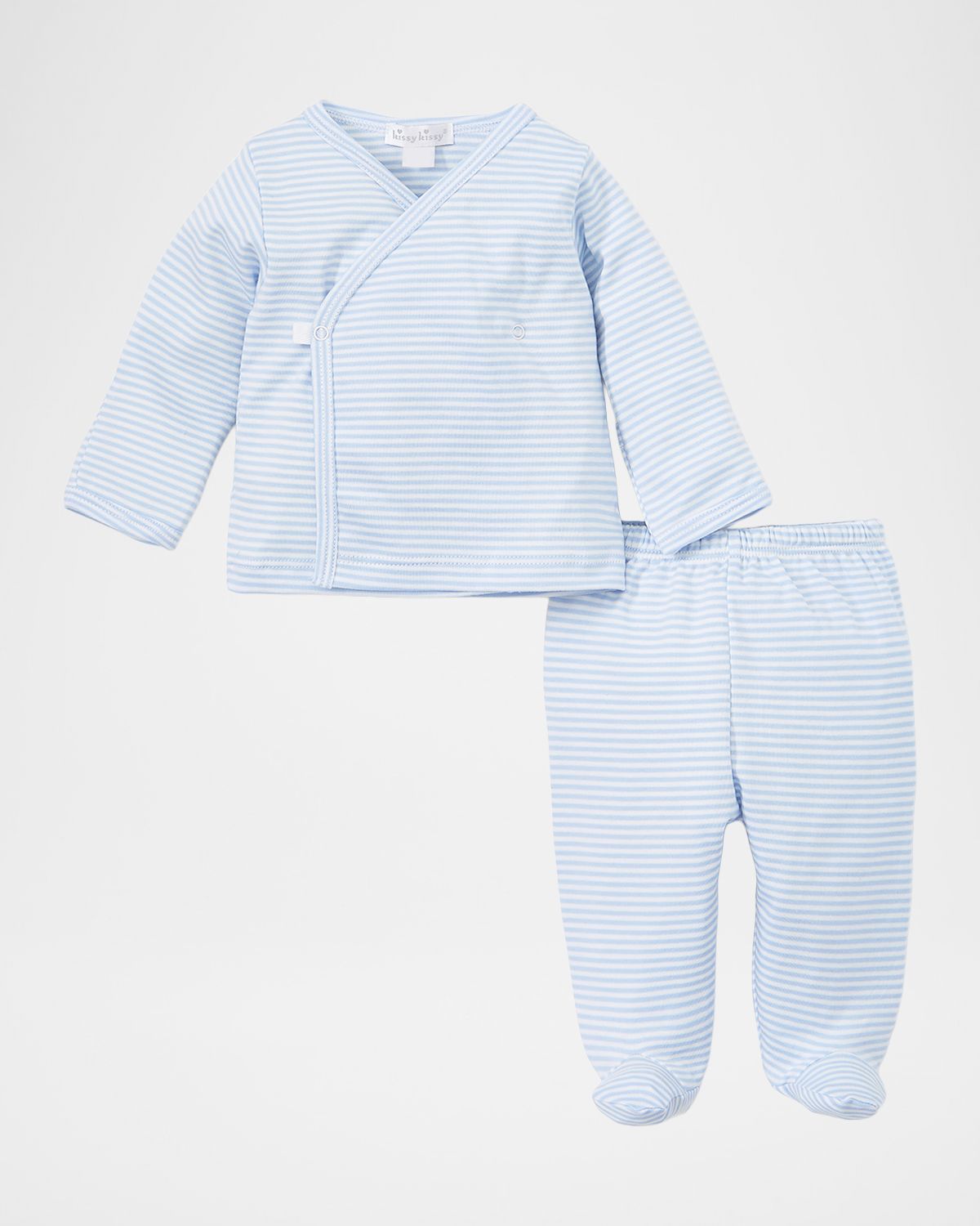 Kissy Kissy Kid 's Striped Cross Tee and Footed Pants, Size Preemie-6M