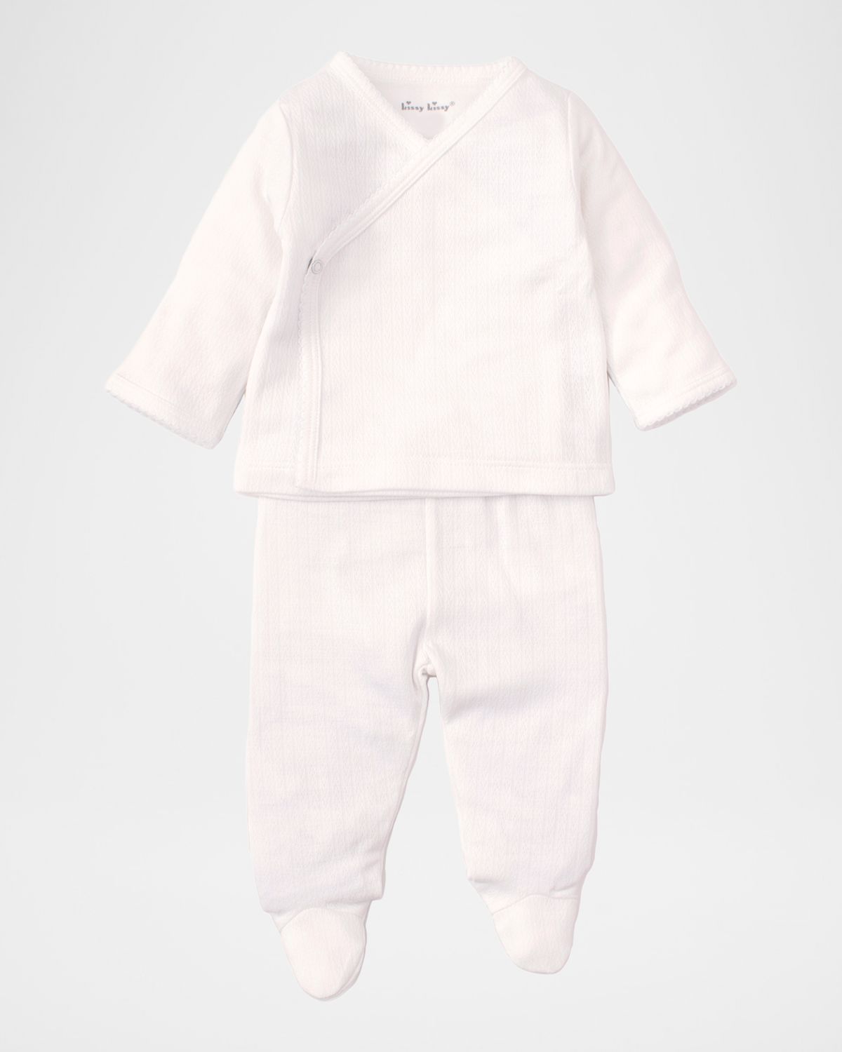 Kissy Kissy Kid 's Pointelle Cross Tee and Footed Pants, Size Preemie