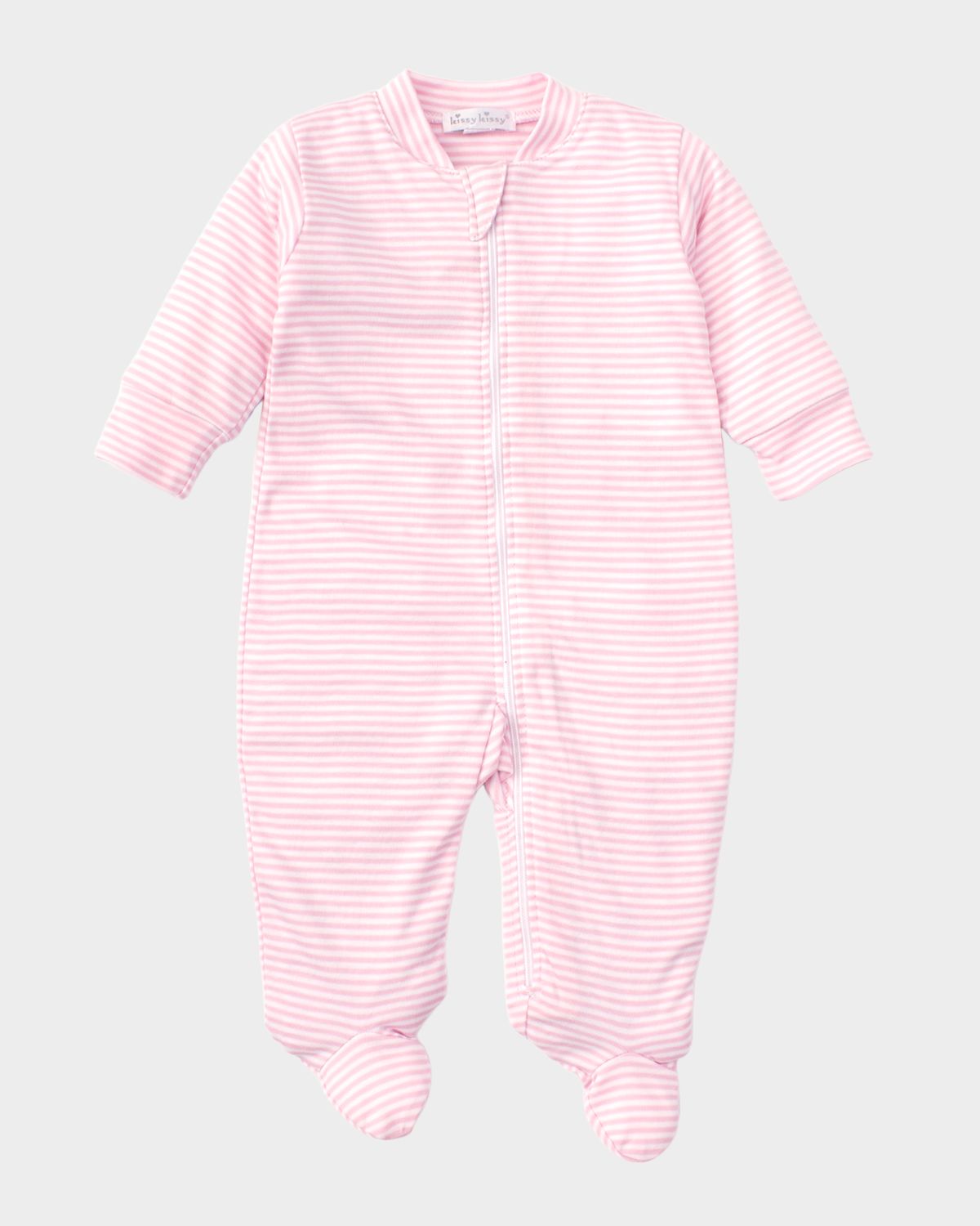 Kissy Kissy Girl 's Simple Stripes Zip-Up Footie, Size Newborn-9M