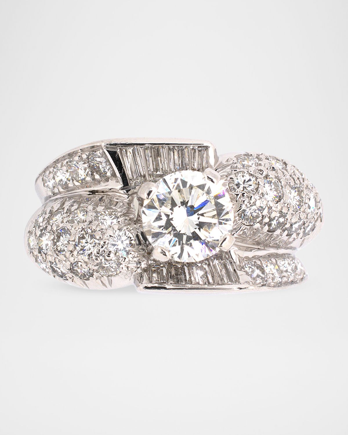 NM Estate Estate Platinum Diamond Princess Cocktail Ring, Size 6.25