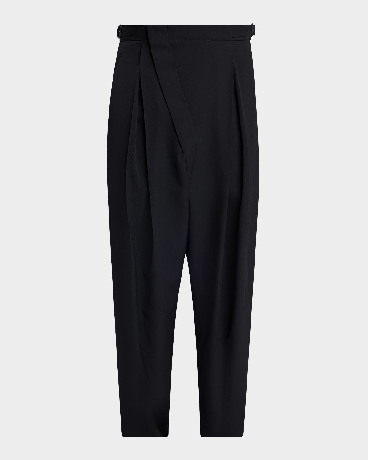 Bottega Veneta Men 's Asymmetric High-Rise Pleated Wool Trousers