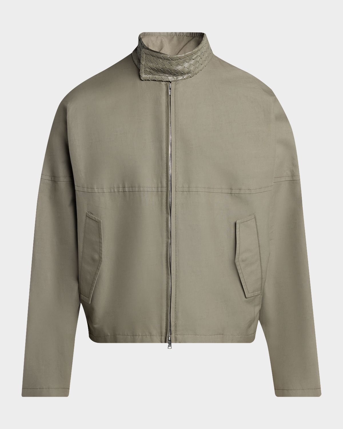Bottega Veneta Men 's Intrecciato-Collar Cotton Field Jacket