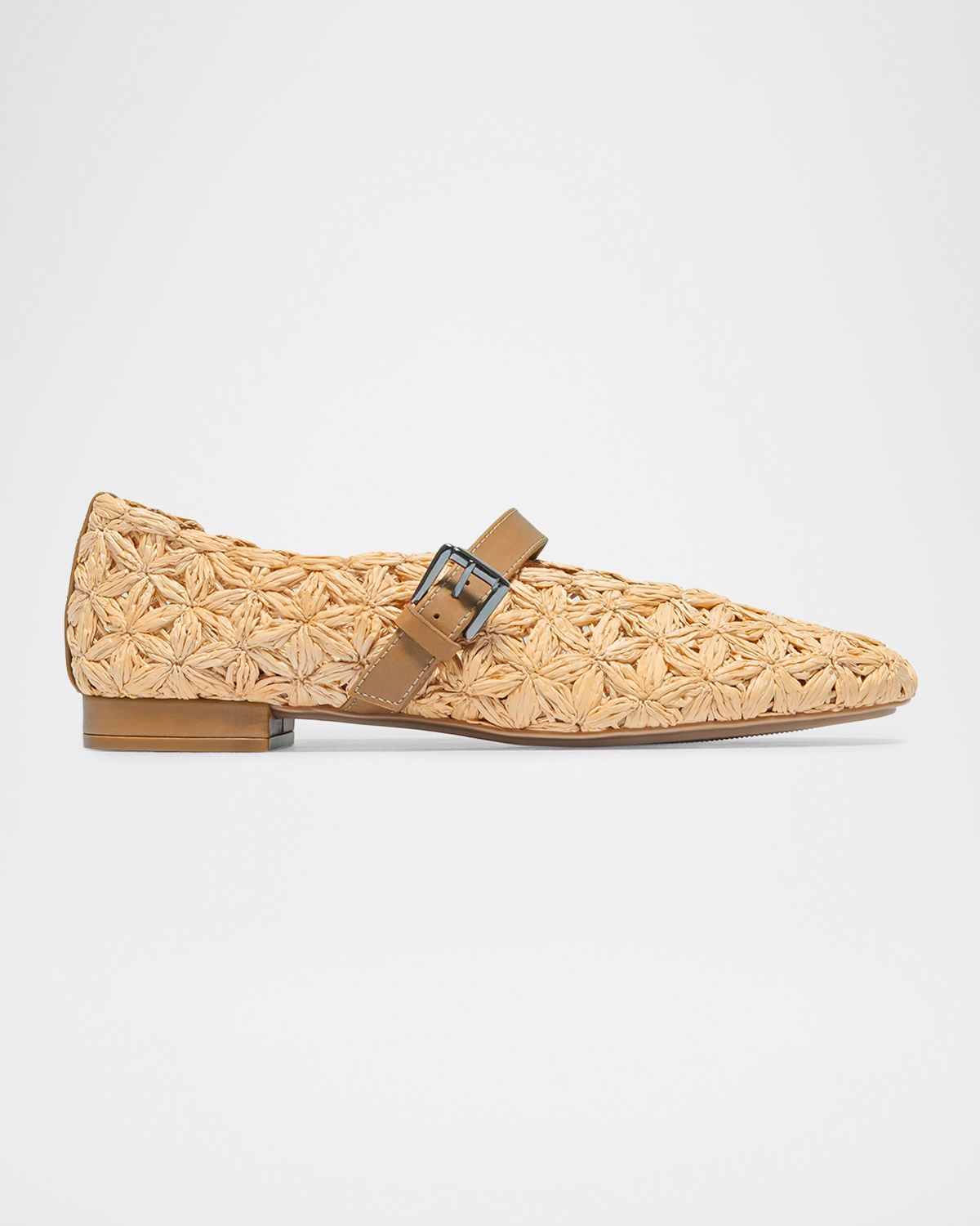 Bernardo Borden Raffia Mary Jane Ballerina Flats