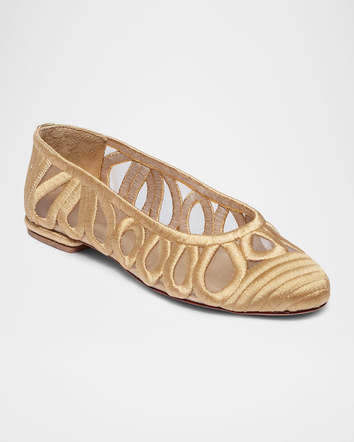 Bernardo Costa Embroidered Mesh Ballerina Flats