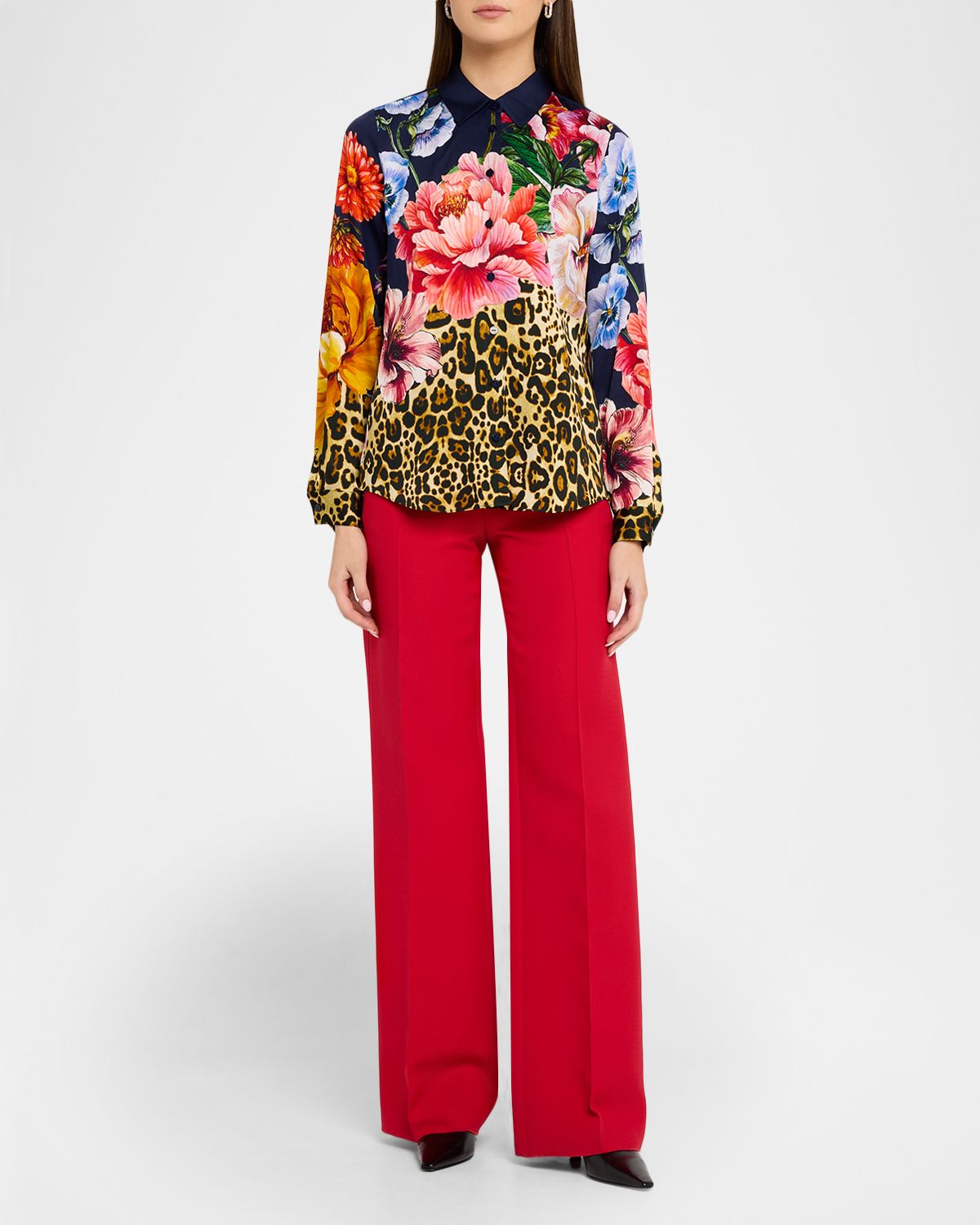 Elie Tahari The Madeline Sahara Desert Print Silk-Blend Blouse