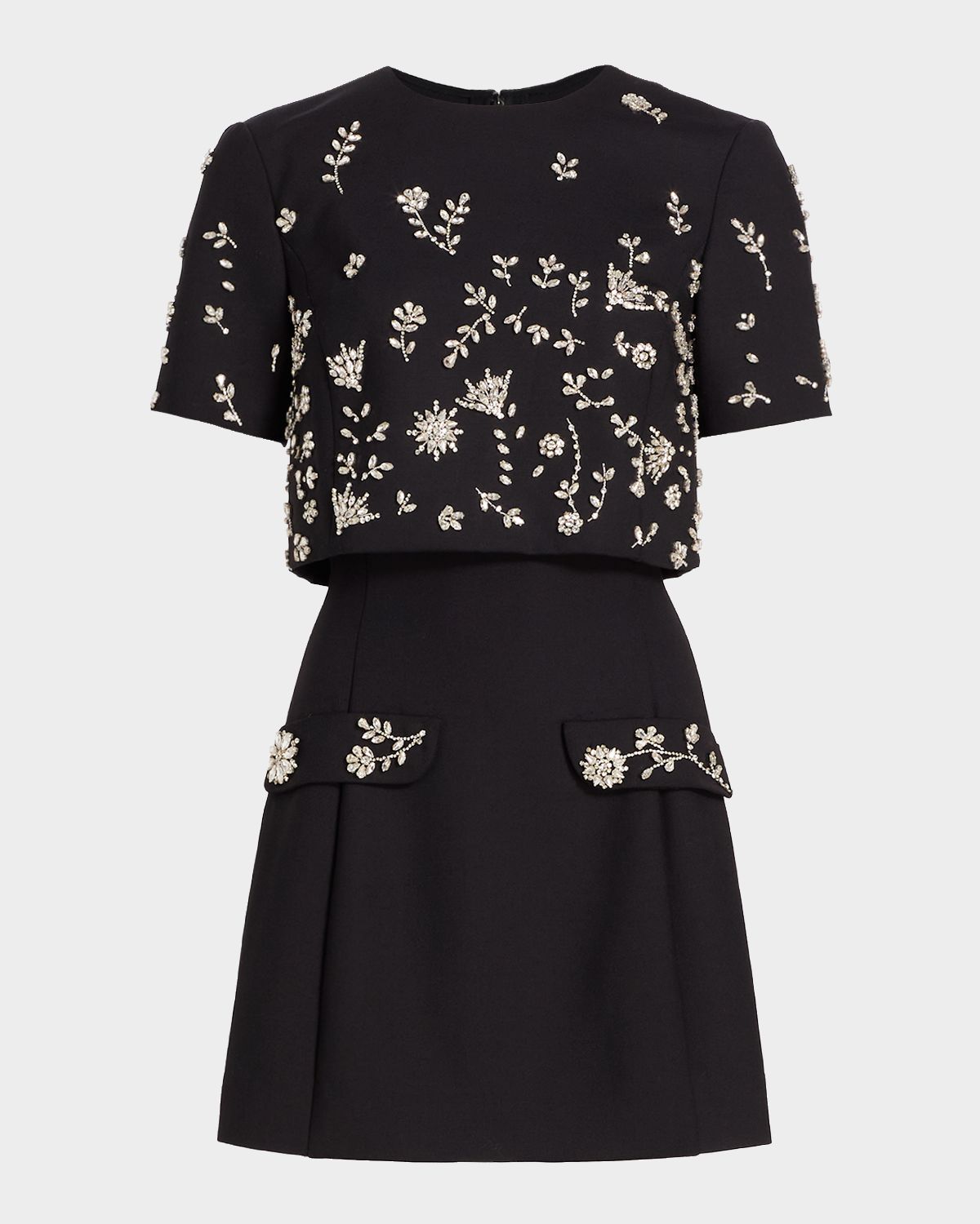 Oscar de la Renta Crystal Short-Sleeve Bolero Mini Dress | Thumbnail 7