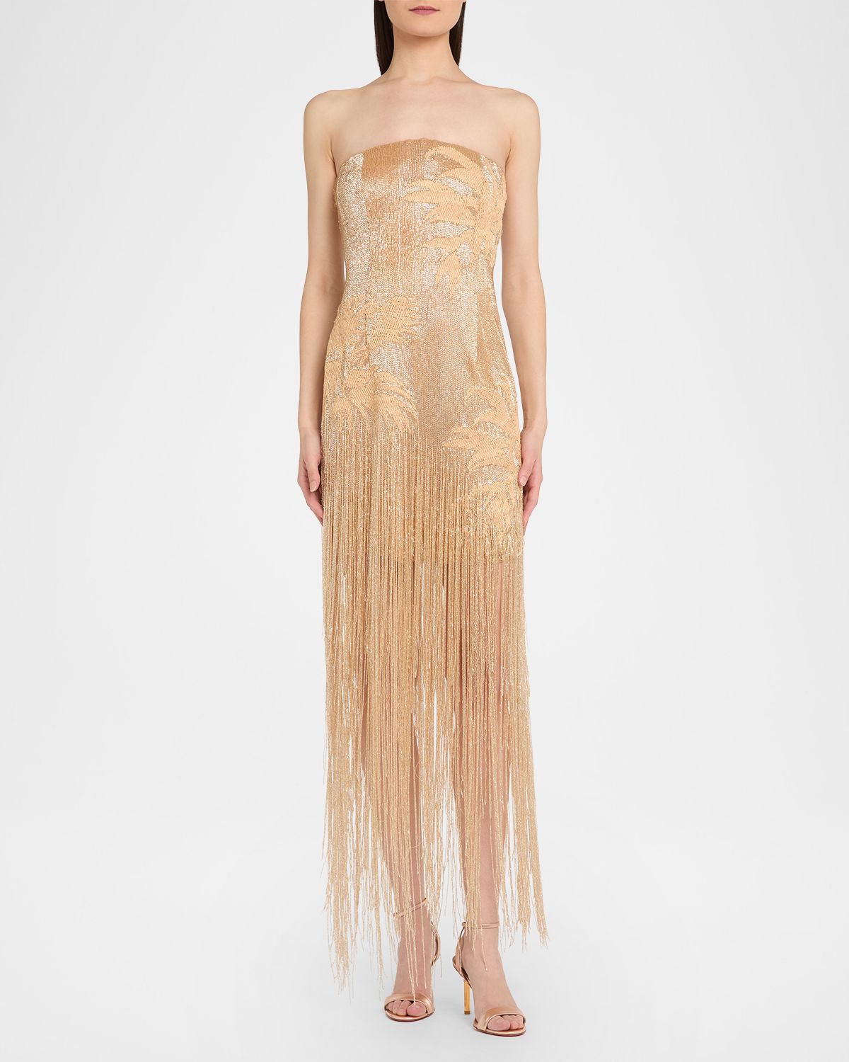 Oscar de la Renta Strapless Palm Raffia Embroidered Fringe Gown | Thumbnail 5 Oscar de la Renta Strapless Palm Raffia Embroidered Fringe Gown | Thumbnail 5