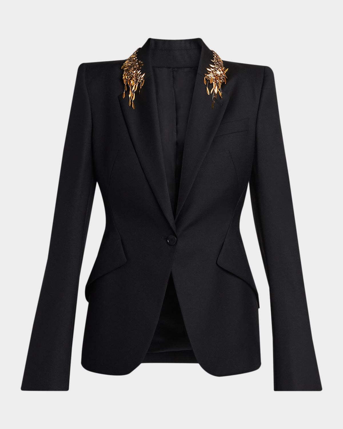McQueen Leaves Embroidered Single-Breasted Jacket