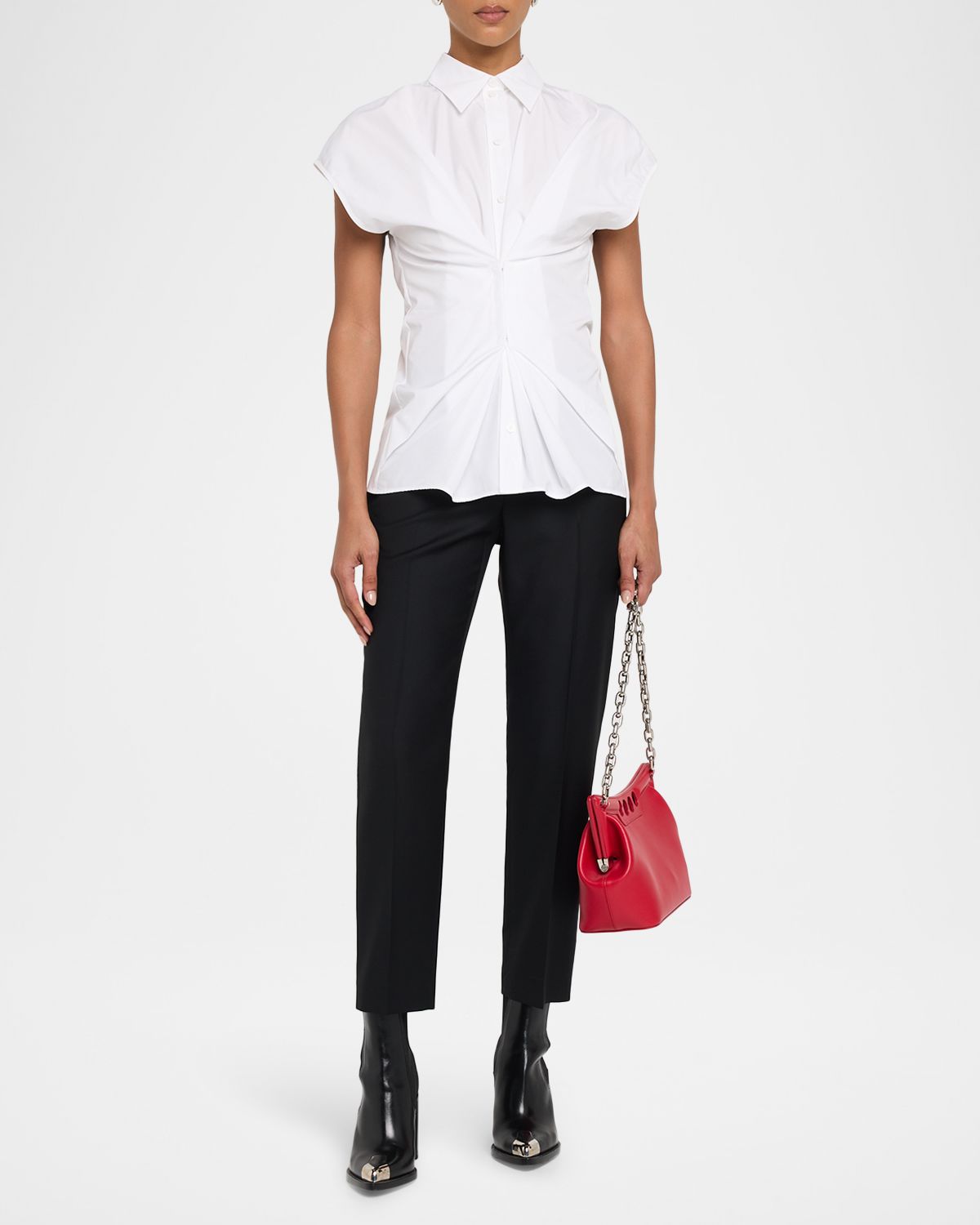 McQueen Fine Wool Gabardine Slim-Leg Ankle Trousers