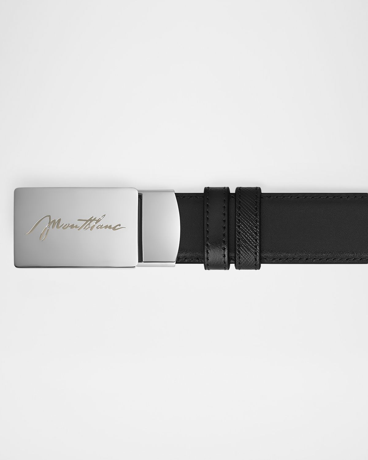 Montblanc Men 's Cursive Plate-Buckle Reversible Leather Belt | Thumbnail 2 Montblanc Men 's Cursive Plate-Buckle Reversible Leather Belt | Thumbnail 2