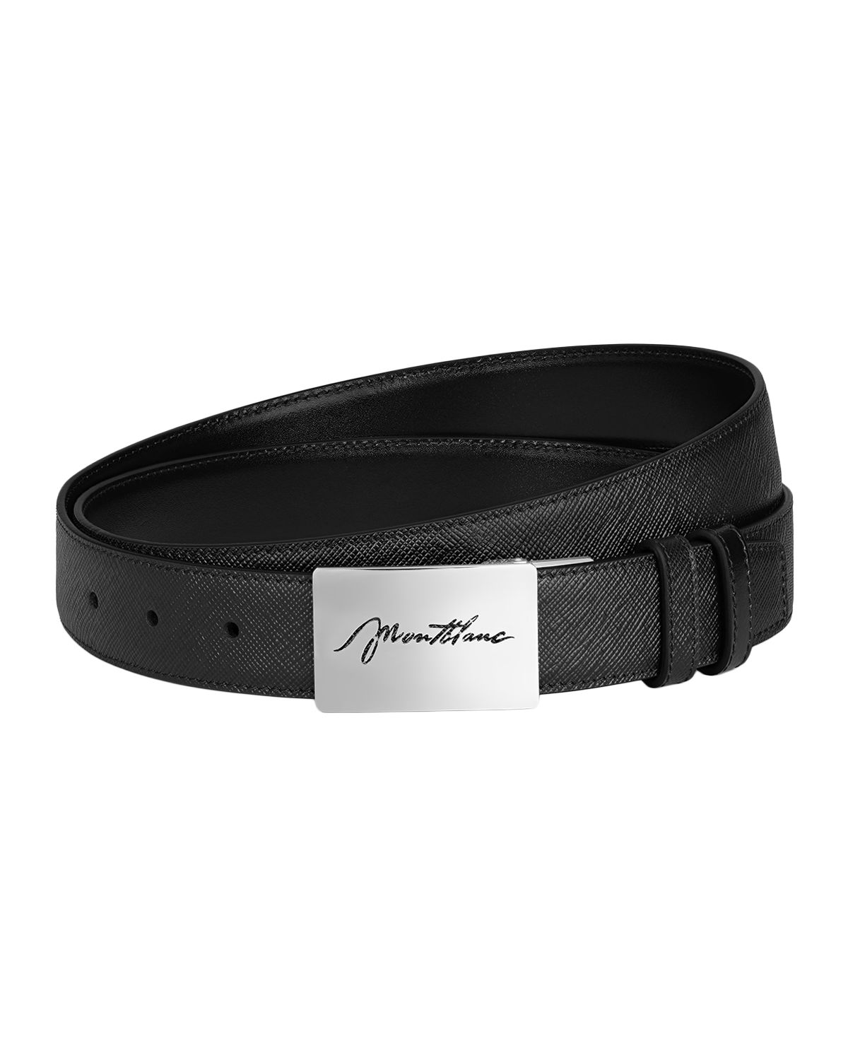 Montblanc Men 's Cursive Plate-Buckle Reversible Leather Belt | Thumbnail 3 Montblanc Men 's Cursive Plate-Buckle Reversible Leather Belt | Thumbnail 3
