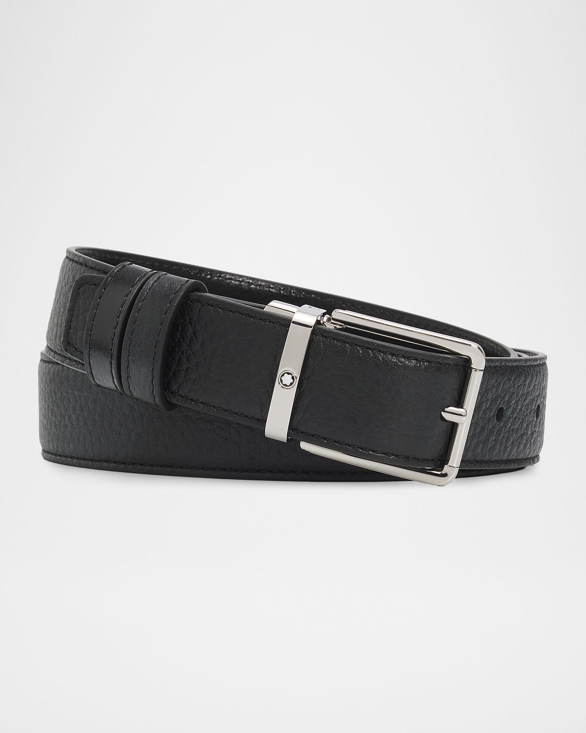 Montblanc Men 's Grained Leather Pin-Buckle Belt