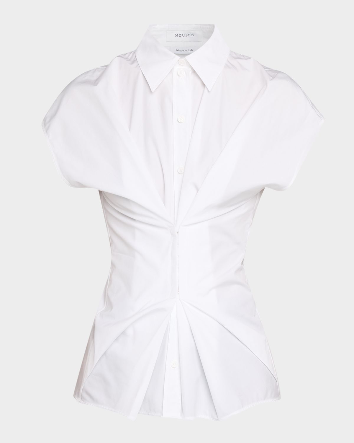 McQueen Responsible Cotton Gathered-Waist Button-Down Shirt