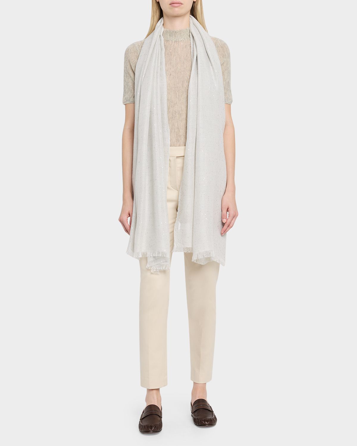Brunello Cucinelli Sparkling Cashmere and Silk Scarf | Thumbnail 4 Brunello Cucinelli Sparkling Cashmere and Silk Scarf | Thumbnail 4