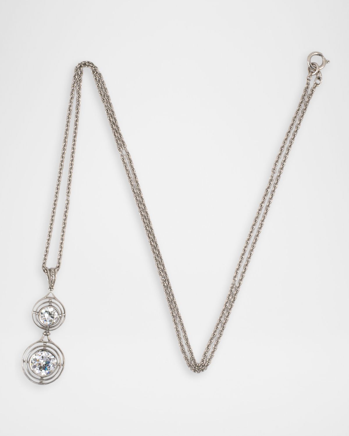 NM Estate Estate Platinum Diamond Tiered Pendant Necklace
