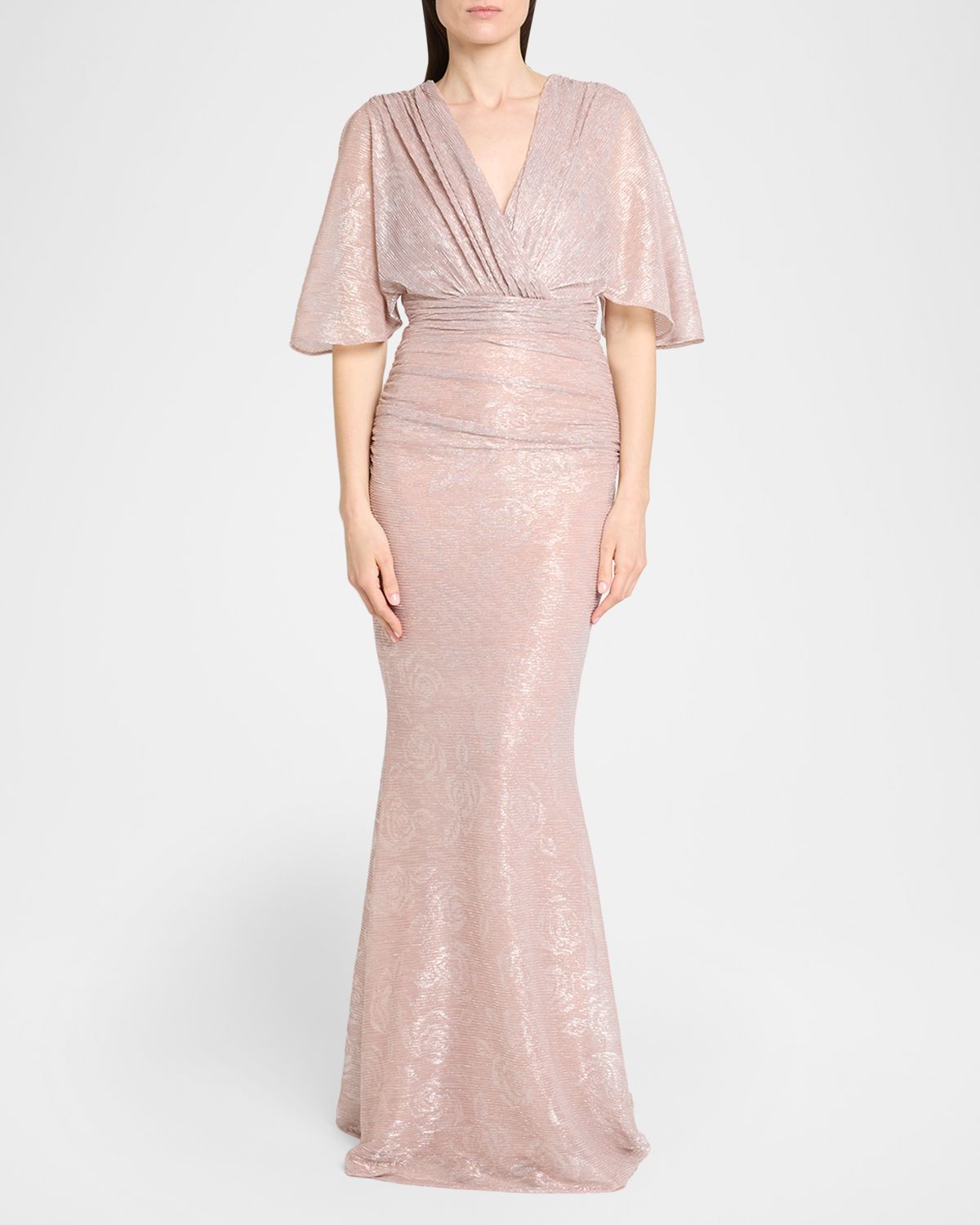 Talbot Runhof Floral Metallic Draped V-Neck Gown | Thumbnail 5 Talbot Runhof Floral Metallic Draped V-Neck Gown | Thumbnail 5