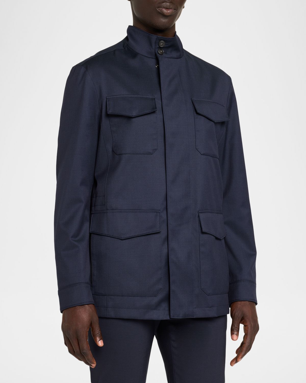 Canali Men 's Flap Pocket Full-Zip Field Jacket | Thumbnail 4 Canali Men 's Flap Pocket Full-Zip Field Jacket | Thumbnail 4