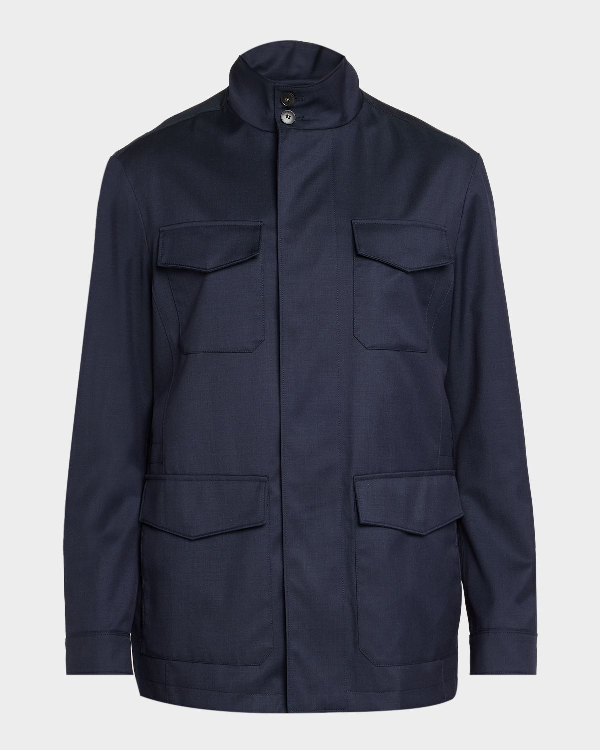 Canali Men 's Flap Pocket Full-Zip Field Jacket - Women's Clothing