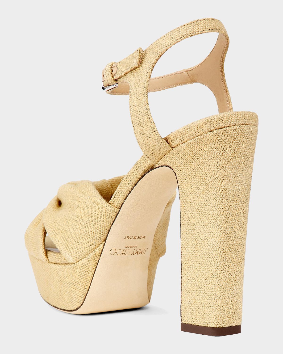 Jimmy Choo 120mm Heloise Linen Knot Platform Sandals