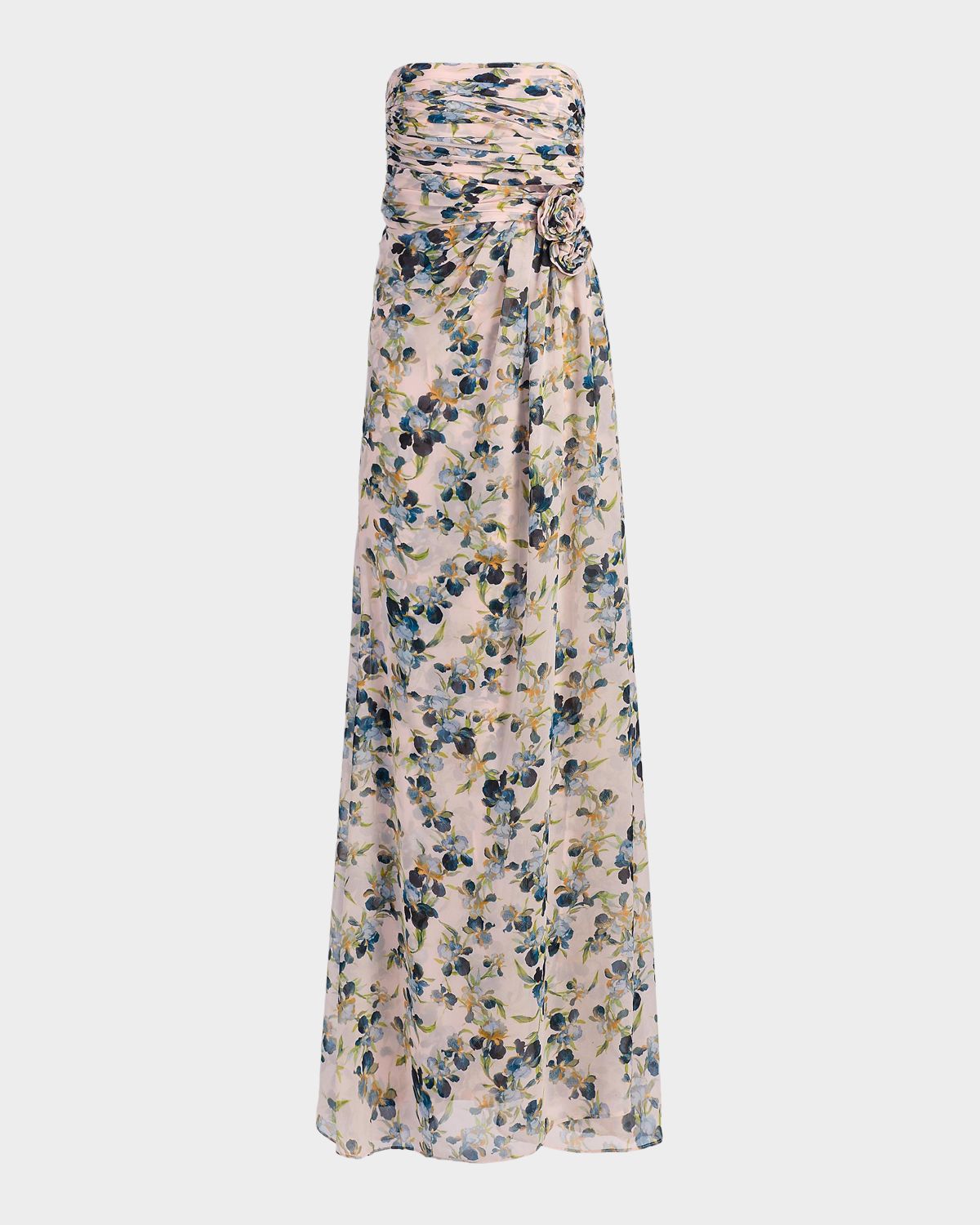 Cinq a Sept Magy Trailing Iris Floral Strapless Gown