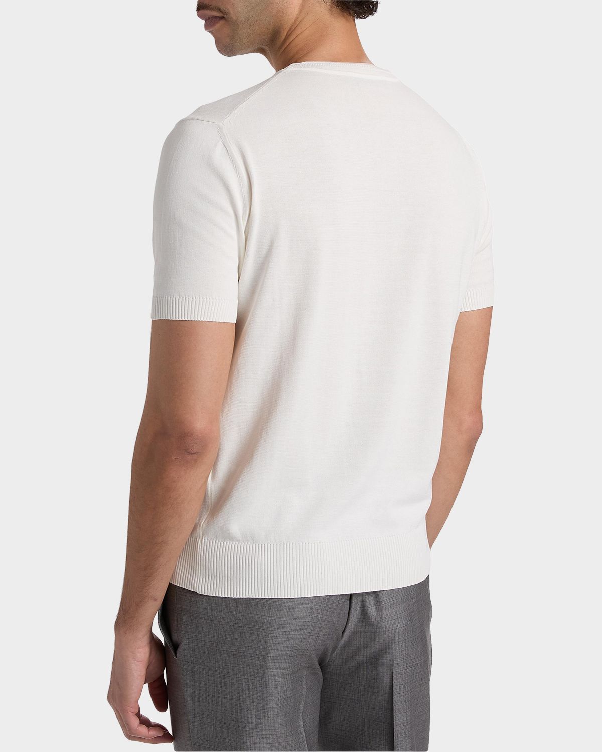 Canali Men 's Cotton Knit Crewneck Short-Sleeve Sweater | Thumbnail 3 Canali Men 's Cotton Knit Crewneck Short-Sleeve Sweater | Thumbnail 3